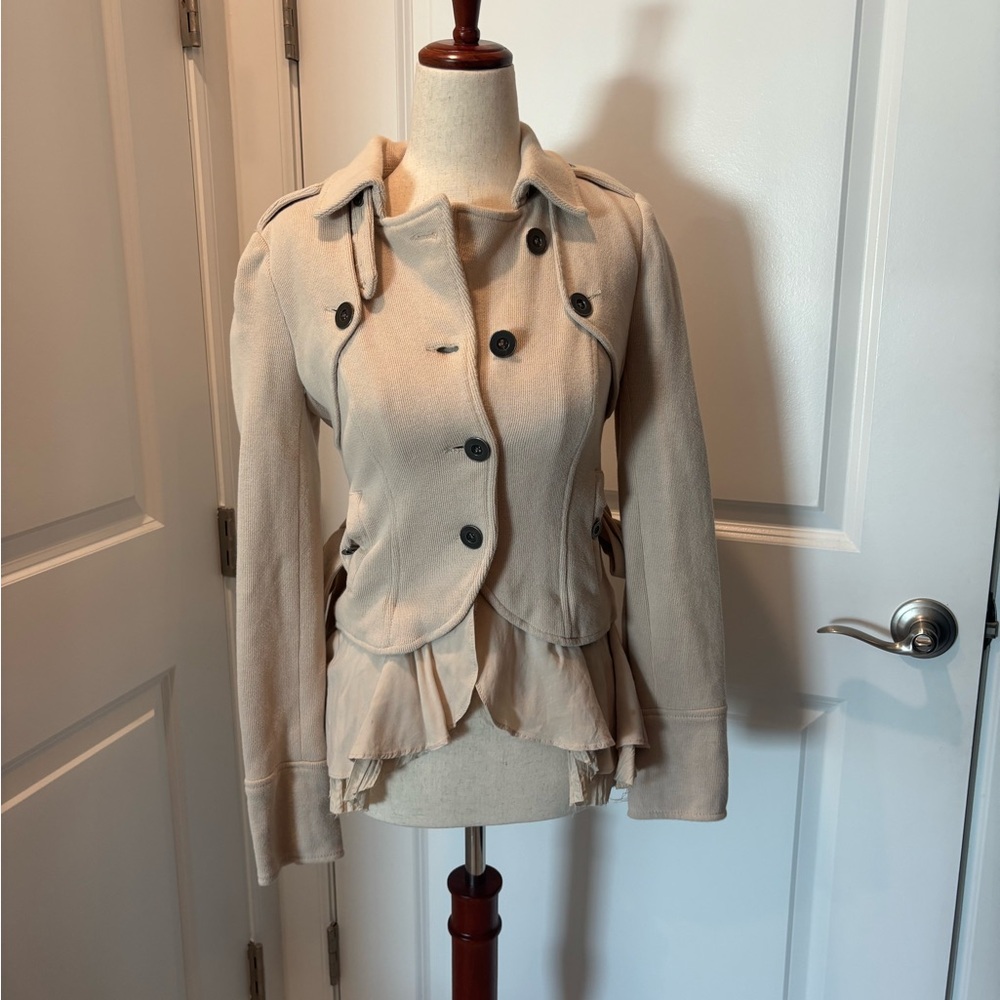 Free People Cream Trench Coat with Button Details